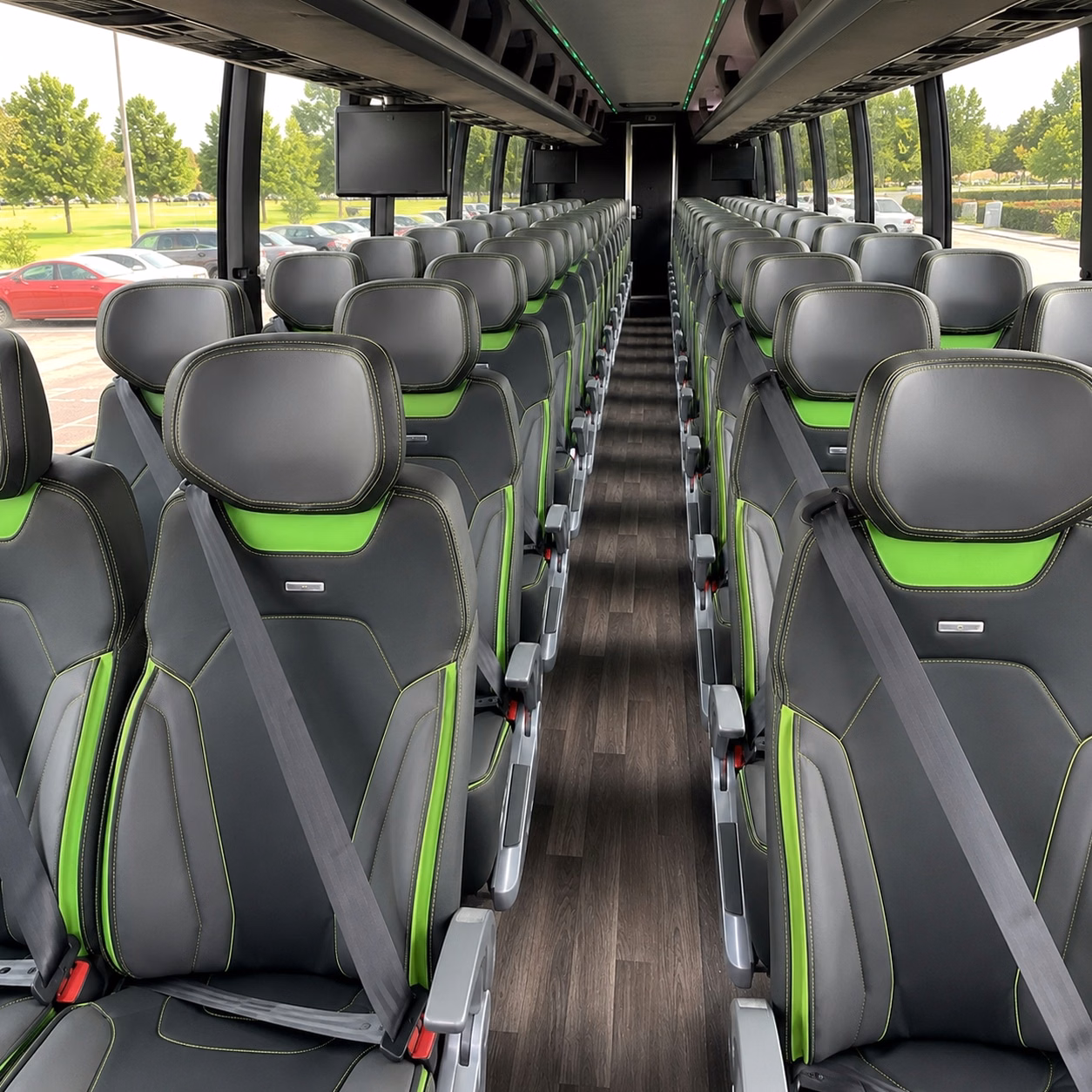 56 passenger charter bus inside